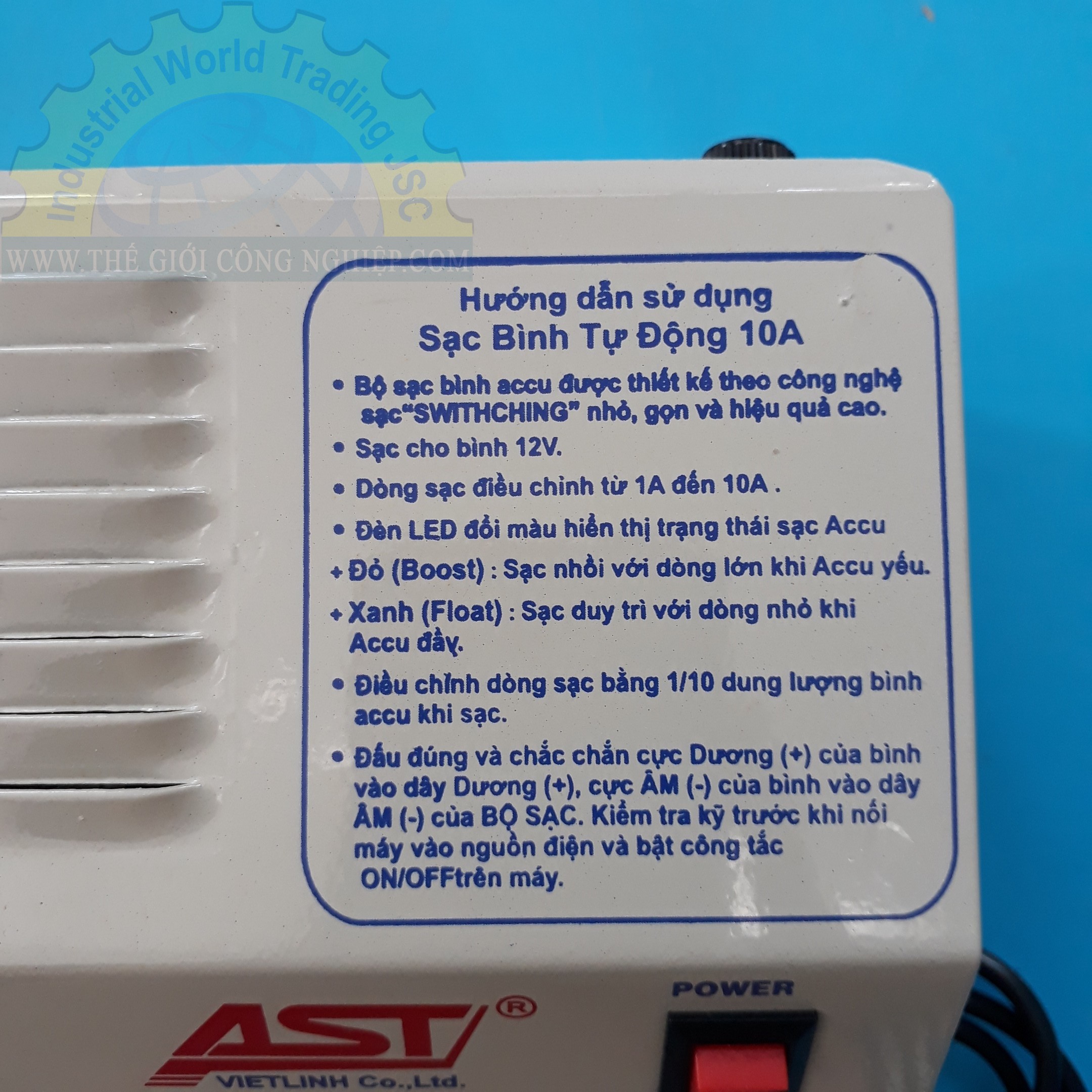 Sạc ắc quy tự động AST SWC10, 10A-12V , điện áp vào 190 - 245 VA, 50Hz (Mã đặt hàng: 44808)